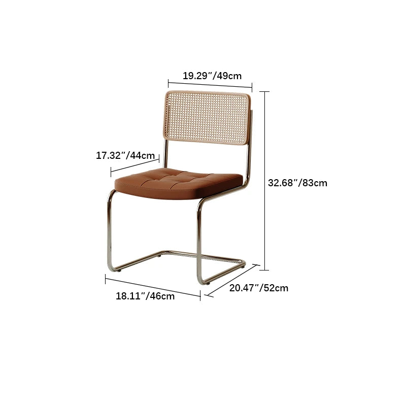 Stylish Solid Wood Chair with Rattan Weaving & PU Leather Cushion - Modern Stainless Steel Design fif-4513