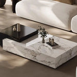 Stylish Sintered Stone Pine Coffee Table - Modern Design with Elegant Marble Finish fjd-4681