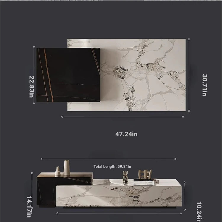 Stylish Sintered Stone Pine Coffee Table - Modern Design with Elegant Marble Finish fjd-4681