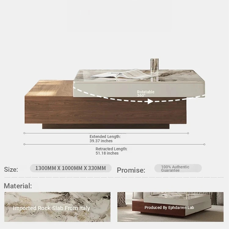 Elegant Sintered Stone Coffee Table with Modern Design - Stylish Living Room Centerpiece fjd-4687