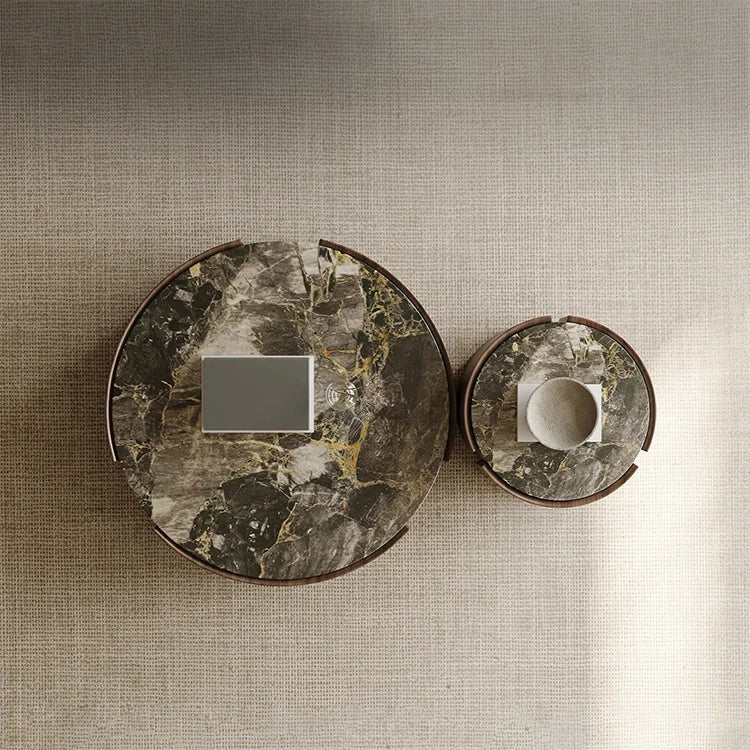 Stylish Stone Density Board Coffee Table - Modern Round Design for Your Living Room fjd-4690