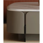 Modern Square Coffee Table in Stone Density Board with Stainless Accents - Elegant Living Room Centerpiece fjd-4691