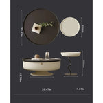 Stylish Round Coffee Table with Storage - Modern Pine and Stainless Steel Design for Living Room Elegance fjd-4692