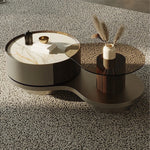 Modern Sintered Stone Coffee Table with Unique Design - Stylish Glass Top & Elegant Base fjd-4693