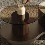 Modern Sintered Stone Coffee Table with Unique Design - Stylish Glass Top & Elegant Base fjd-4693