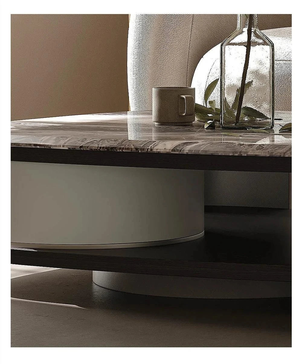 Elegant Marble Coffee Table Set | Modern Density Board & Stainless Steel Design | Stylish Living Room Centerpiece fjd-4694