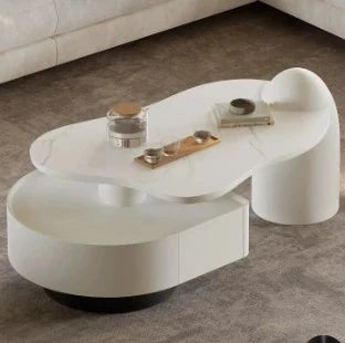 Sleek Modern Sintered Stone Pine Coffee Table with Unique Design and Storage Solutions for Contemporary Living Spaces fjd-4695