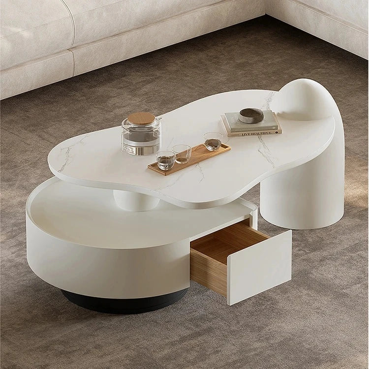 Sleek Modern Sintered Stone Pine Coffee Table with Unique Design and Storage Solutions for Contemporary Living Spaces fjd-4695