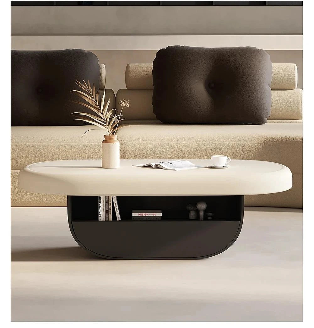 Modern Density Board Coffee Table with Solid Wood Base - Stylish Minimalist Design for Living Room fjd-4696