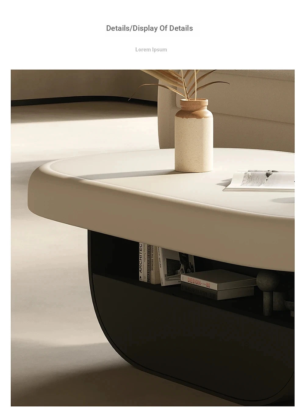 Modern Density Board Coffee Table with Solid Wood Base - Stylish Minimalist Design for Living Room fjd-4696