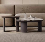 Elegant Stone and Tempered Glass Coffee Table – Modern Design for Stylish Living Rooms fjd-4697