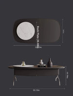 Modern Sintered Stone Coffee Table with Stainless Steel Base - Stylish Oval Design for Living Room fjd-4703