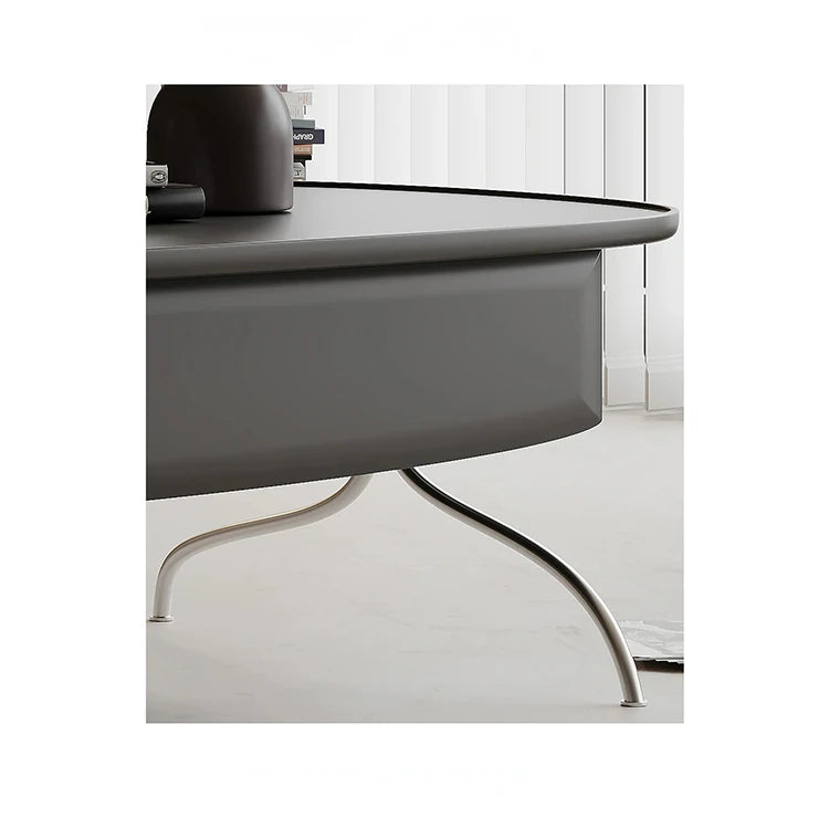 Modern Sintered Stone Coffee Table with Stainless Steel Base - Stylish Oval Design for Living Room fjd-4703