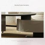 Modern Stone and Tempered Glass Coffee Table with Pine Density Board – Stylish Living Room Centerpiece fjd-4704