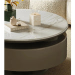 Modern Stone and Tempered Glass Coffee Table with Pine Density Board – Stylish Living Room Centerpiece fjd-4704