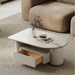 Stylish Stone Density Board Coffee Table with Storage - Modern Oval Design for Living Room fjd-4705