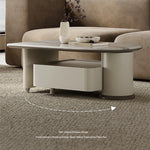 Stylish Stone Density Board Coffee Table with Storage - Modern Oval Design for Living Room fjd-4705