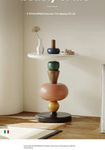 Modern Oak Coffee Table with Unique Colorful Base - Stylish Living Room Accent fjd-4707