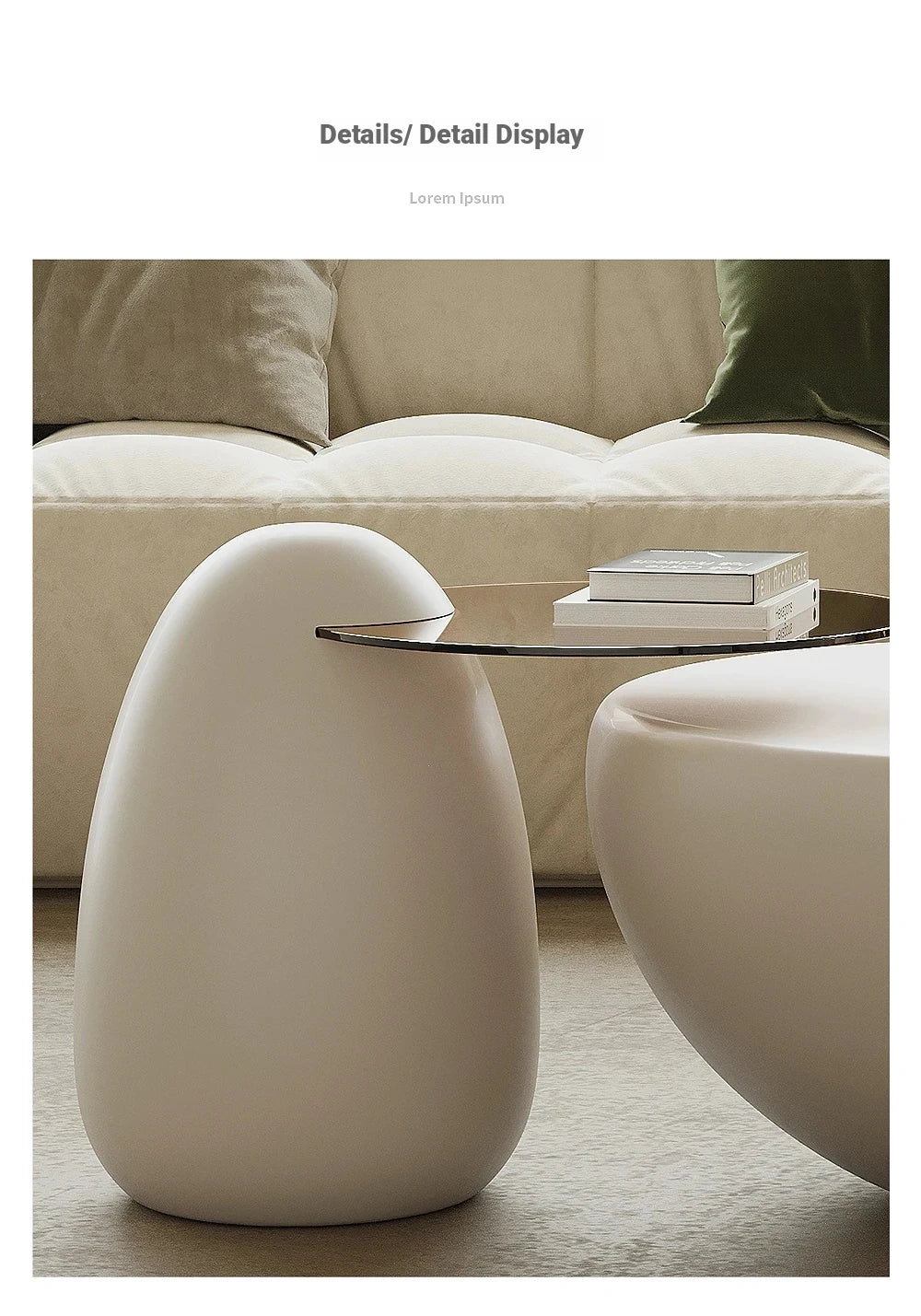 Modern Minimalist Coffee Table with GFRP Base and Tempered Glass Top – Stylish Living Room Furniture fjd-4709