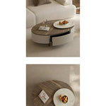 Modern Oval Coffee Table with Marble Pine Top and Storage - Stylish Living Room Furniture fjd-4710