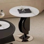 Stylish Marble and Pine Coffee Table with Sleek Stainless Accents - Modern Living Room Centerpiece fjd-4713