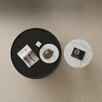Stylish Marble and Pine Coffee Table with Sleek Stainless Accents - Modern Living Room Centerpiece fjd-4713
