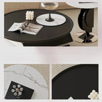 Stylish Marble and Pine Coffee Table with Sleek Stainless Accents - Modern Living Room Centerpiece fjd-4713