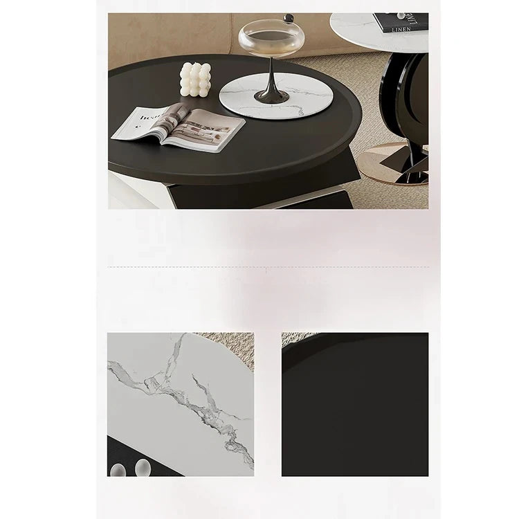 Stylish Marble and Pine Coffee Table with Sleek Stainless Accents - Modern Living Room Centerpiece fjd-4713