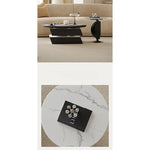 Stylish Marble and Pine Coffee Table with Sleek Stainless Accents - Modern Living Room Centerpiece fjd-4713