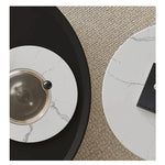 Stylish Marble and Pine Coffee Table with Sleek Stainless Accents - Modern Living Room Centerpiece fjd-4713