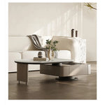 Modern Stone & Tempered Glass Coffee Table with Pine Density Board - Stylish Living Room Centerpiece fjd-4717