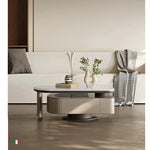 Modern Stone & Tempered Glass Coffee Table with Pine Density Board - Stylish Living Room Centerpiece fjd-4717