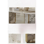 Sleek Sintered Stone Coffee Table with Stylish Stainless Glass Base – Modern Living Room Centerpiece fjd-4719