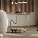 Stylish Modern Coffee Table with Unique Design - Durable Density Board and Stainless Steel Construction, Rolling Wheels for Easy Mobility fjd-4726