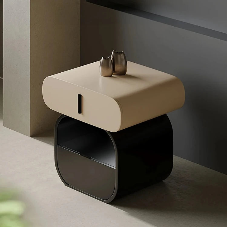 Sleek Modern Bedside Cupboard – Stylish Solid Wood & Density Board Design for Elegant Bedrooms fjd-4731