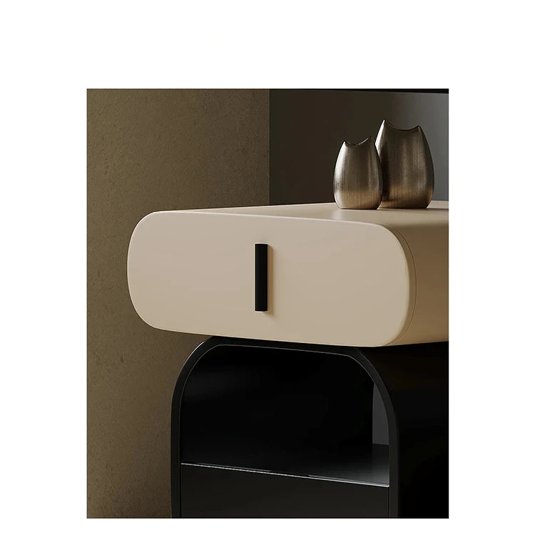 Sleek Modern Bedside Cupboard – Stylish Solid Wood & Density Board Design for Elegant Bedrooms fjd-4731