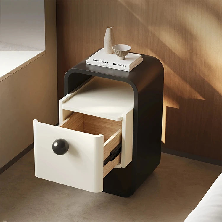 Modern Minimalist Bedside Cupboard in Density Board Pine with Sleek Storage Drawer - Stylish Nightstand for Your Bedroom fjd-4733