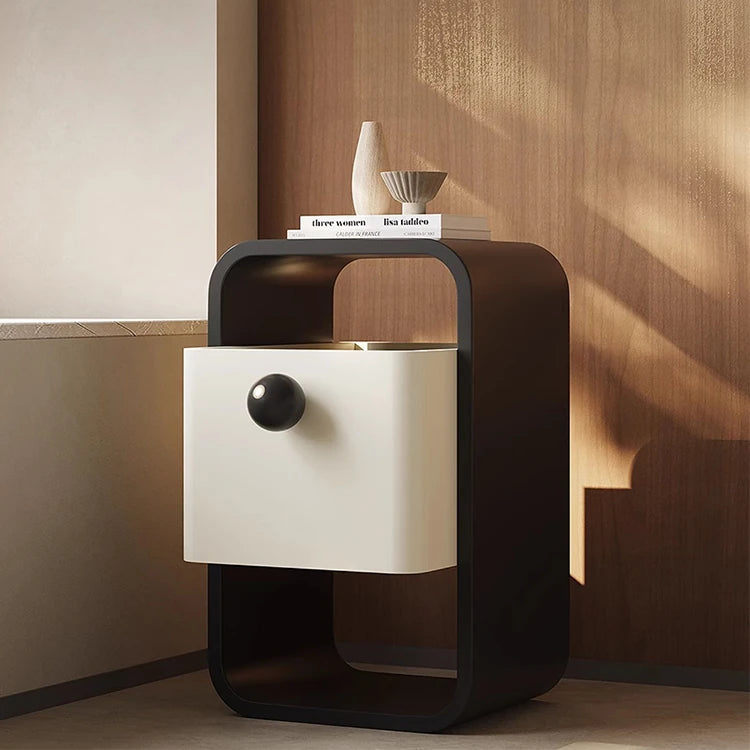 Modern Minimalist Bedside Cupboard in Density Board Pine with Sleek Storage Drawer - Stylish Nightstand for Your Bedroom fjd-4733