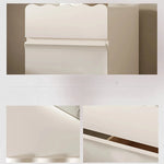 Chic White Bedside Cupboard with Stylish Scalloped Design and Black Ball Feet - Modern Density Board Pine Furniture fjd-4736