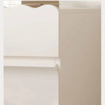 Chic White Bedside Cupboard with Stylish Scalloped Design and Black Ball Feet - Modern Density Board Pine Furniture fjd-4736