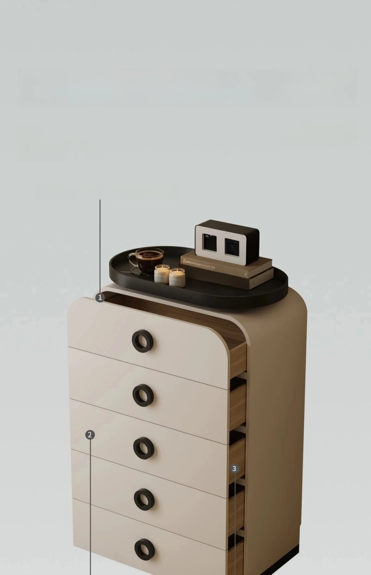 Stylish Pine Cabinet with 5 Drawers - Modern Storage Solution for Your Home fjd-4739