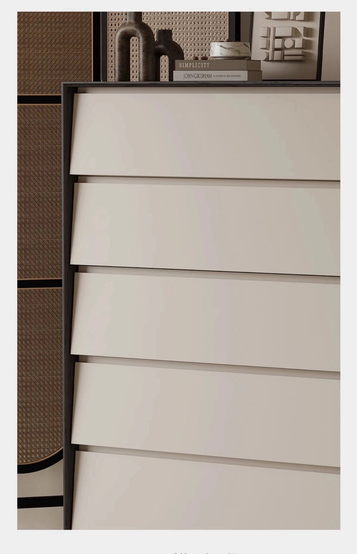 Stylish Pine Stainless Density Board Cabinet with 5 Drawers - Modern Storage Solution for Your Home fjd-4740