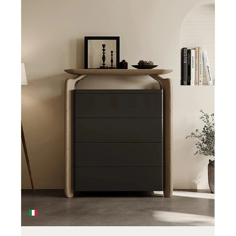 Stylish Sintered Stone and Pine Walnut Cabinet for Modern Interiors - Space-Saving Design with Ample Storage fjd-4741