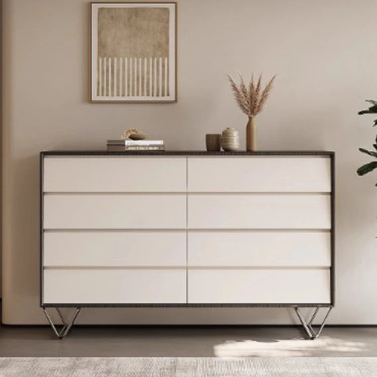 Stylish Density Board Cabinet with Stainless Pine Accents - Modern 6-Drawer Storage Solution for Home Décor fjd-4744