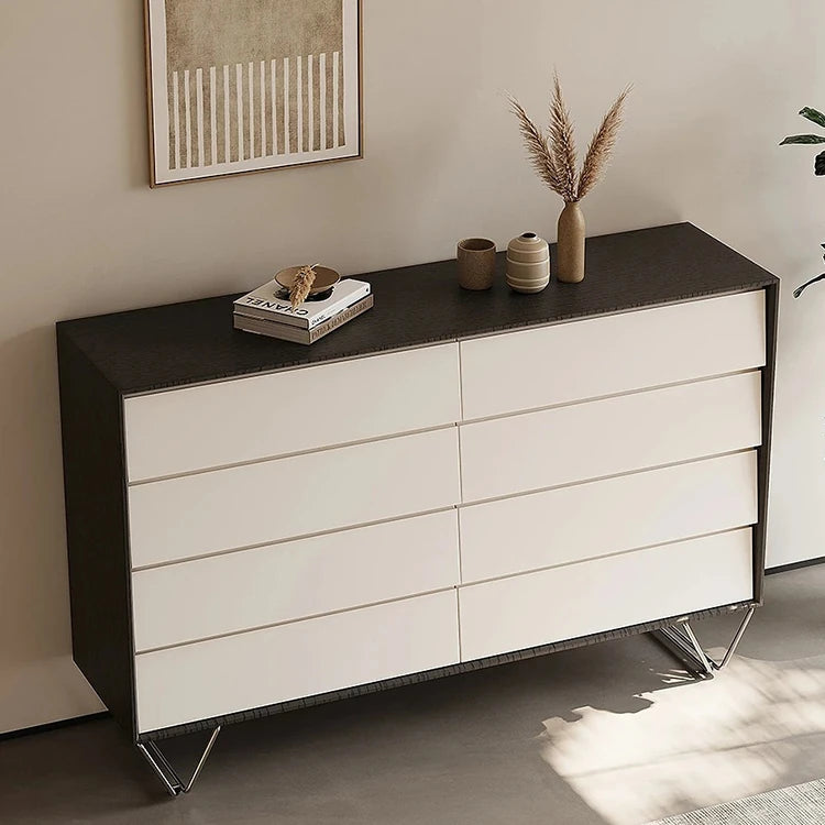 Stylish Density Board Cabinet with Stainless Pine Accents - Modern 6-Drawer Storage Solution for Home Décor fjd-4744