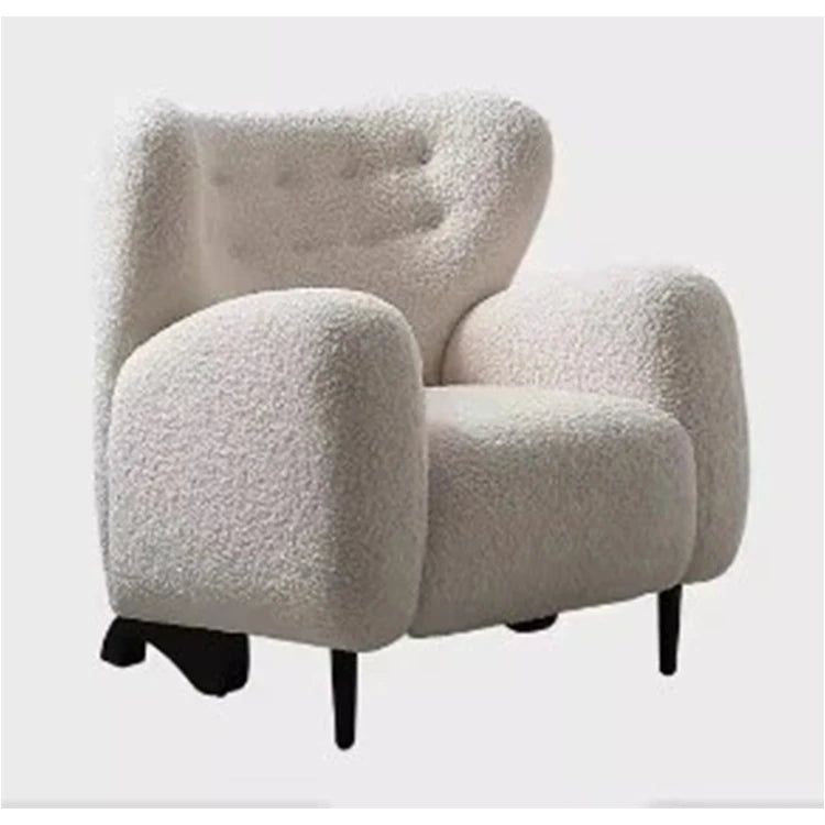 Cozy Faux Lambswool Armchair with Stainless Steel Legs - Stylish Accent Chair for Modern Living Rooms fjd-4747