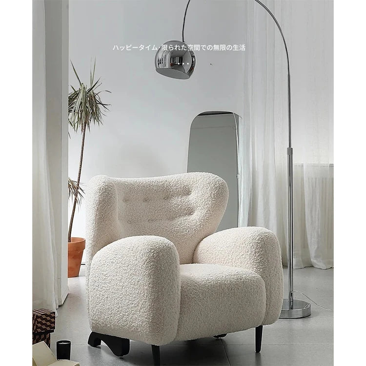 Cozy Faux Lambswool Armchair with Stainless Steel Legs - Stylish Accent Chair for Modern Living Rooms fjd-4747