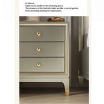 Elegant Pine Multi-layer Board Nightstand with Three Drawers and Gold Accents - Modern Bedroom Furniture fjfn-5273