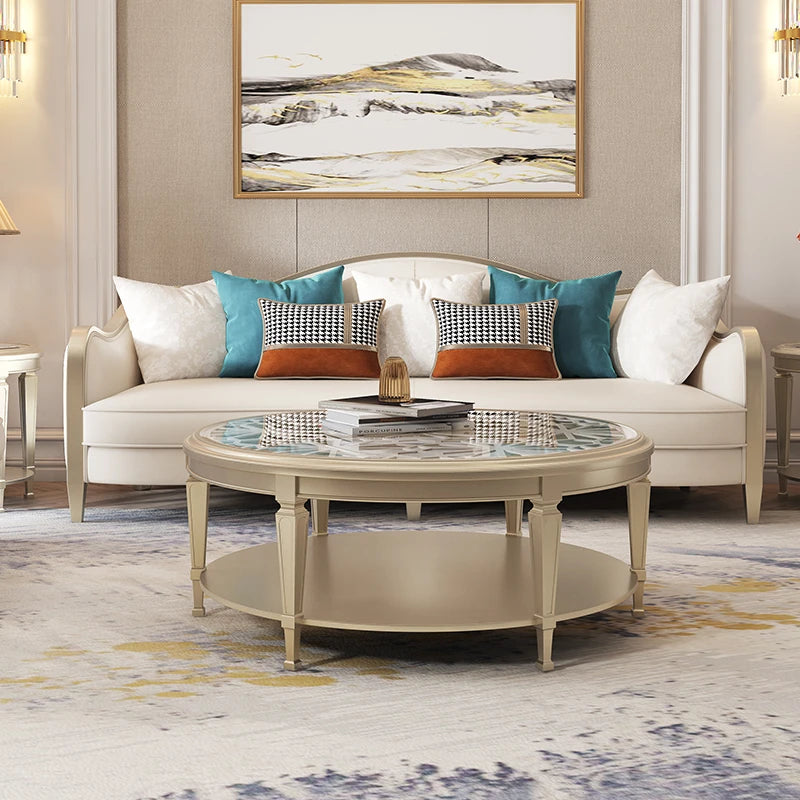 Elegant Tempered Glass and Solid Wood Coffee Table – Stylish Living Room Accent Piece fjfn-5274