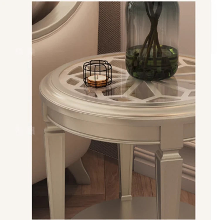 Elegant Tempered Glass and Solid Wood Coffee Table – Stylish Living Room Accent Piece fjfn-5274
